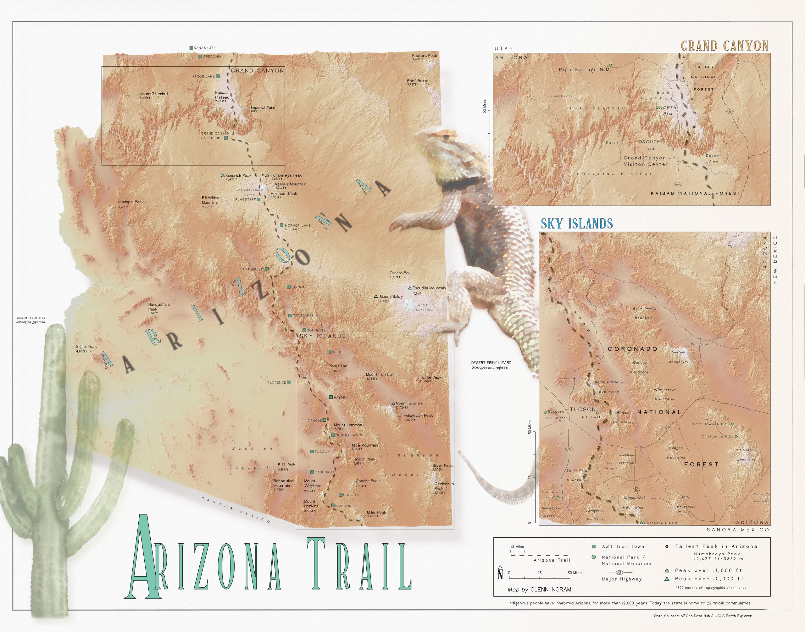 Arizona Trail Map, Glenn Ingram